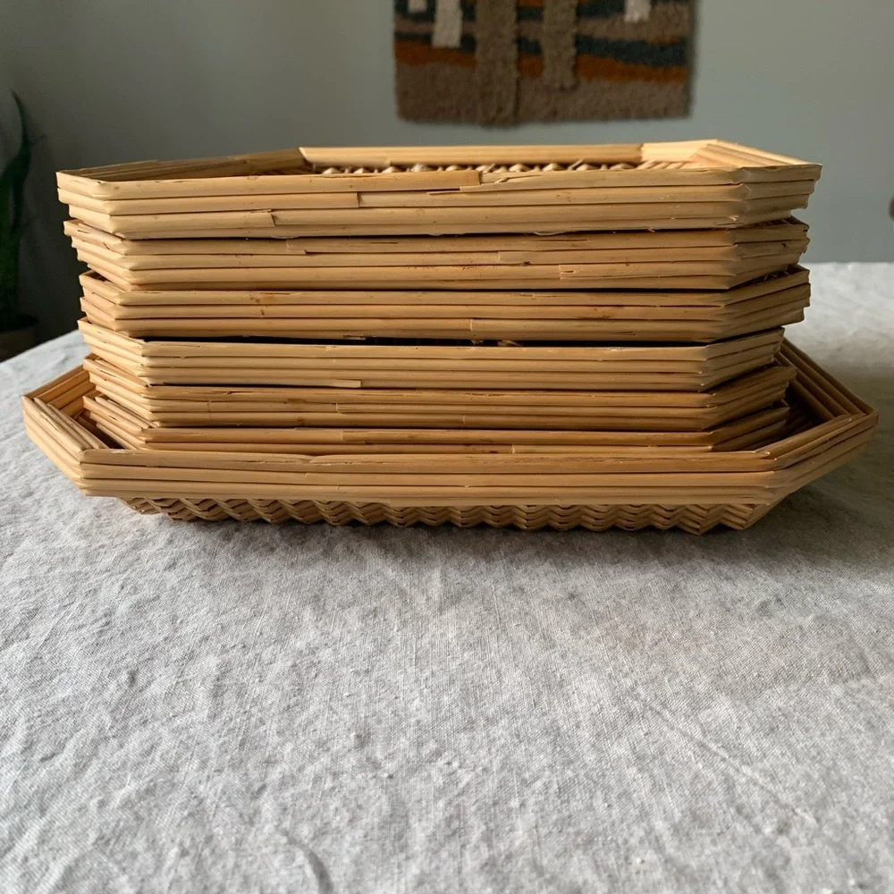 Vintage Rattan Tray Set - Picture 3 of 4